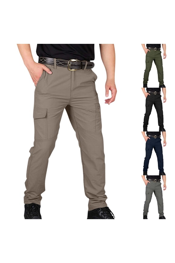 Men's Heavy-Duty Work Pants - Work Pants for Men Ripstop Cargo, Extra-Deep Pockets, Construction & Hiking Black S