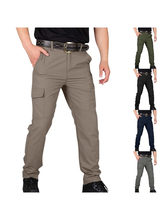 Men's Heavy-Duty Work Pants - Work Pants for Men Ripstop Cargo, Extra-Deep Pockets, Construction & Hiking Navy S