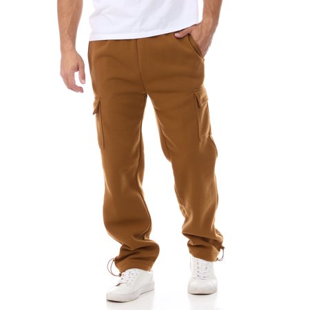 Men's Heavy Fleece Sweatpants with Cargo Pockets-1121-Tmb-XL