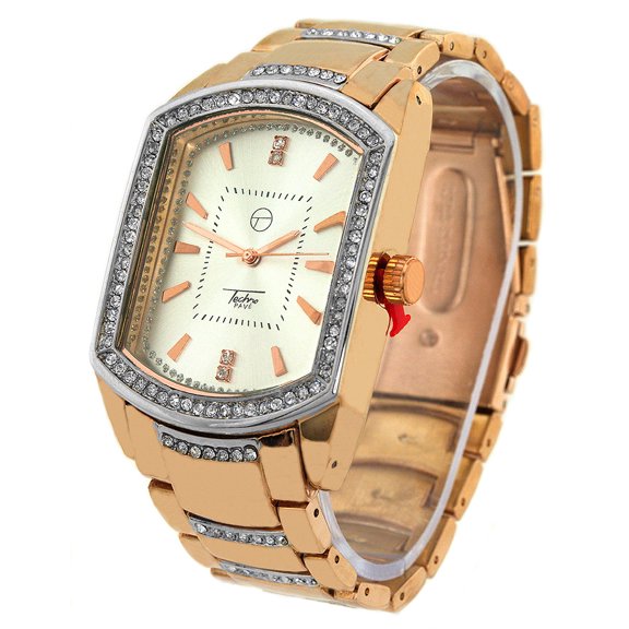 Men's Heavy Rose Gold  tone business clubbing watch Silver Dial 36 mm CZ case.