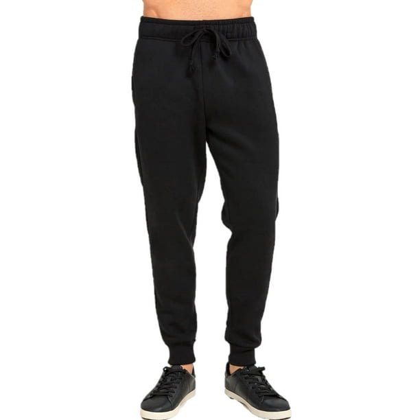 Men s Heavy Sweatpants Fleece Lined Joggers with Pockets Black L 1 Count 1 Pack Walmart Business Supplies