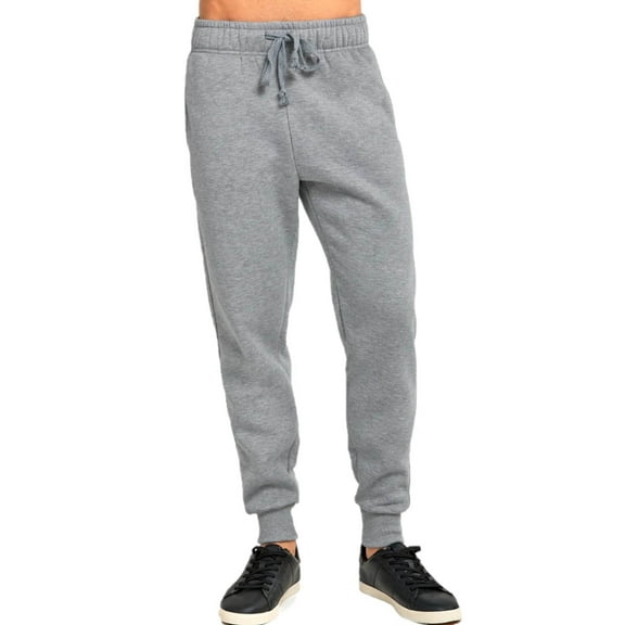 Men's Heavy Sweatpants Fleece Lined Joggers with Pockets, Heather Gray L, 1 Count, 1 Pack