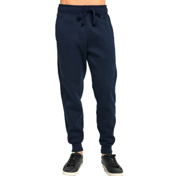 Men's Heavy Sweatpants Fleece Lined Joggers with Pockets, Navy L, 1 Count, 1 Pack