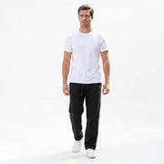 Mens Heavy Weight Fleece Open Bottom Sweatpants with Pockets, Black L, 1 Pack