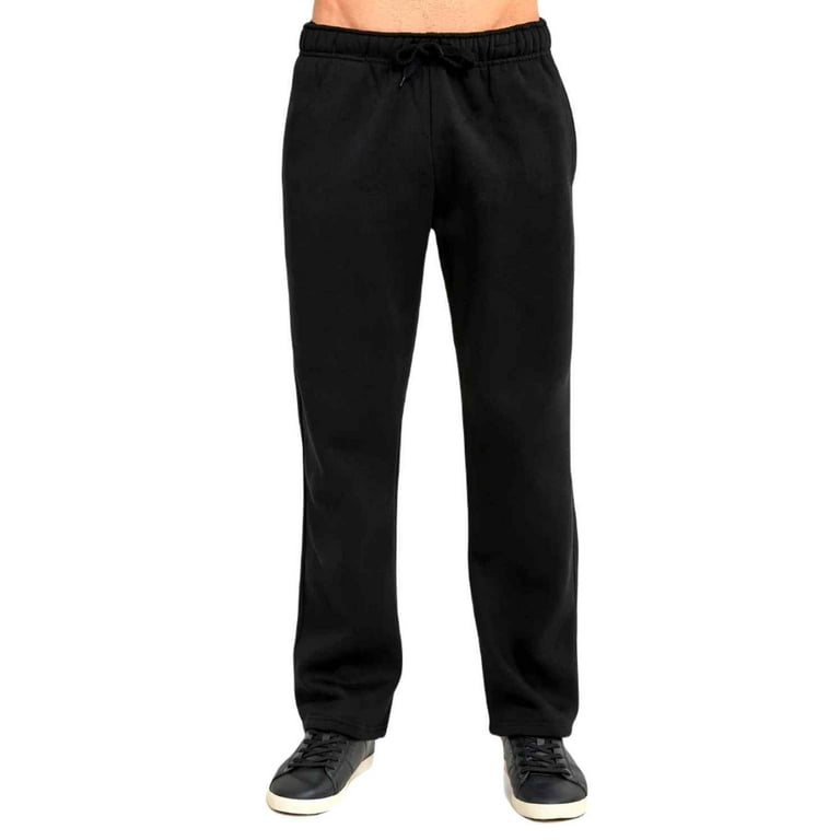 Men s Heavy Weight Fleece Open Bottom Sweatpants with Pockets Black L 1 Pack