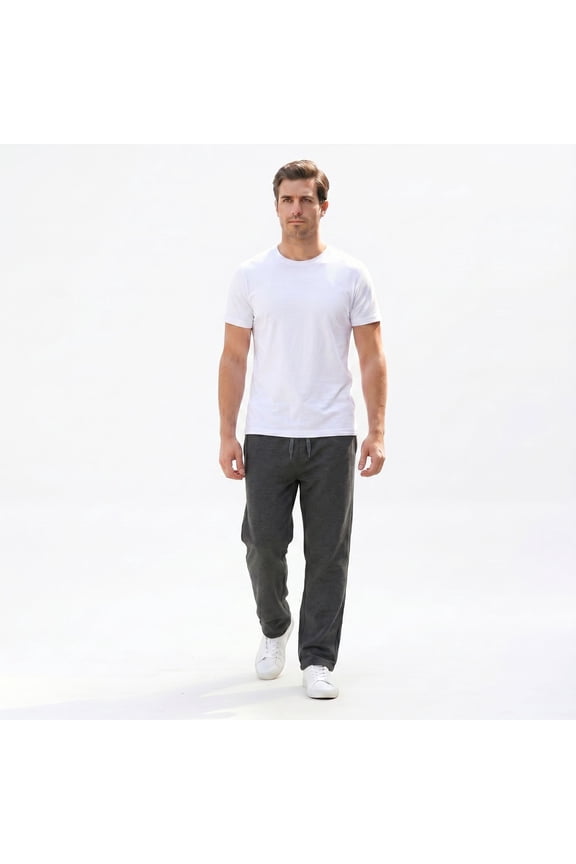 Men's Heavy Weight Fleece Open Bottom Sweatpants with Pockets, Charcoal Grey L, 1 Pack