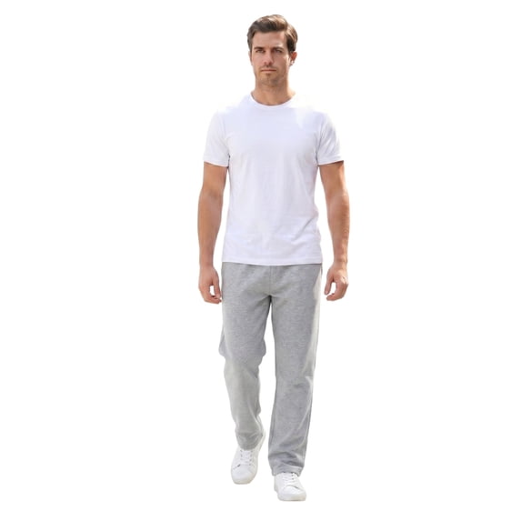 Men's Heavy Weight Fleece Open Bottom Sweatpants with Pockets, Heather Grey 3XL, 1 Pack