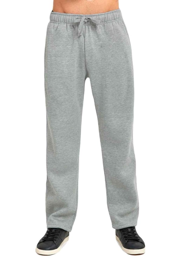 Men's Heavy Weight Fleece Open Bottom Sweatpants with Pockets, Heather Grey L, 1 Pack