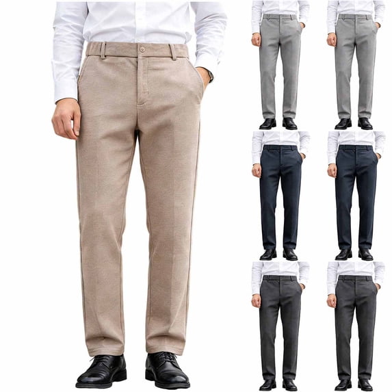 Men's Heavy-duty Casual Straight Leg Pants, Trousers, Elastic Waist Drawstring, Quick Dry Breathable, for Business Commuting Daily Wear, Summer | AKLJWH,Gray XS