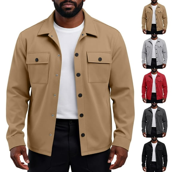 Men's Heavy-duty Workwear Retro Commuting Jacket Long Sleeves Plush Insulation Comfortable Loose Fit for Winter Work Christmas,Black,M