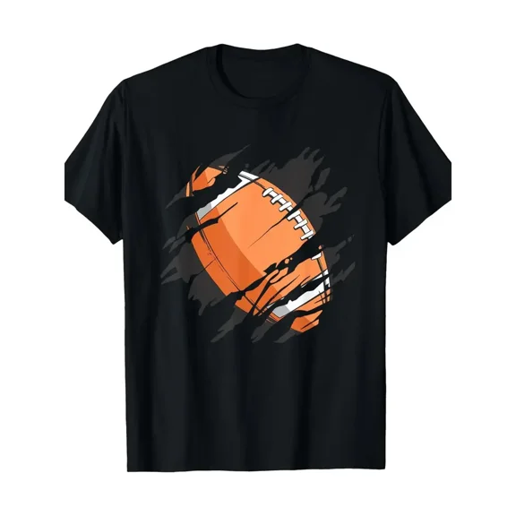 Men's Heavyweight American Football Graphic T-Shirt, 100% Cotton Short Sleeve