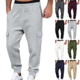 thumbnail image 1 of Men’s Heavyweight Cargo Sweatpants Elastic Waist Baggy Plaid Texture Jogger Trousers Fall Winter, 1 of 7