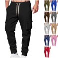 thumbnail image 1 of Men's Heavyweight Cargo Sweatpants Winter Warm Tapered Joggers with Flap Pockets Drawstring Waist Active Bottoms for Lounge Everyday Fall, 1 of 6