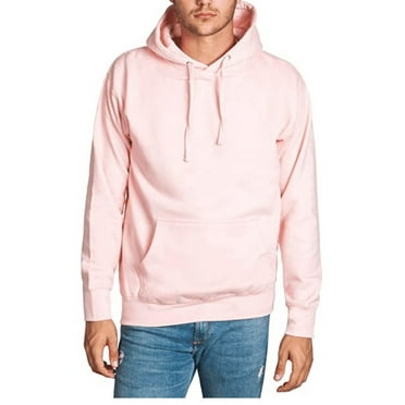 Men’s Heavyweight Casual Pullover Hoodie Sweatshirt with Front Pocket (Light Pink, L)