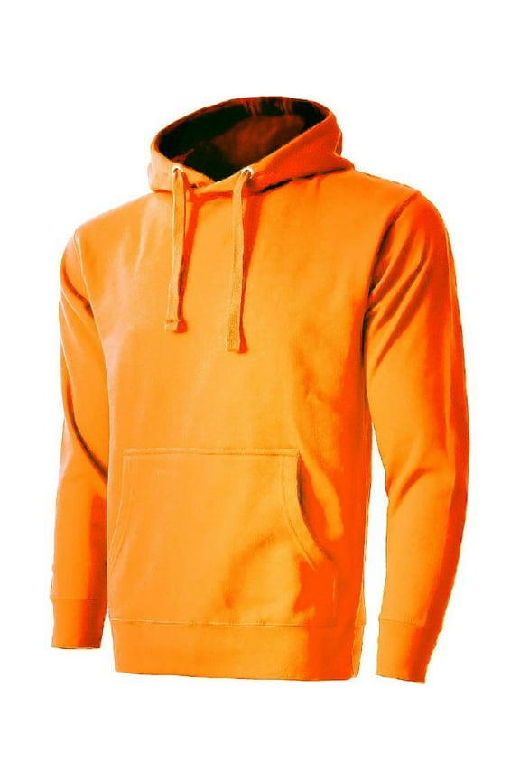 Men’s Heavyweight Casual Pullover Hoodie Sweatshirt with Front Pocket (Neon Orange, S)
