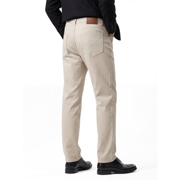 Men's Heavyweight Cotton-Blend Casual Pants - 360GSM Straight Cut with Embossed Detailing (94% Cotton)