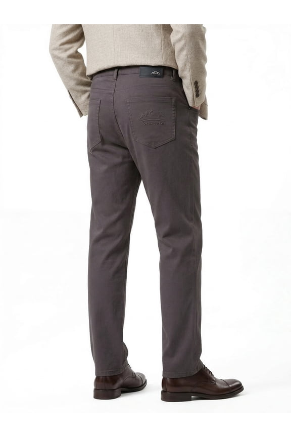 Men's Heavyweight Cotton-Blend Casual Pants - 360GSM Straight Cut with Embossed Detailing (94% Cotton)