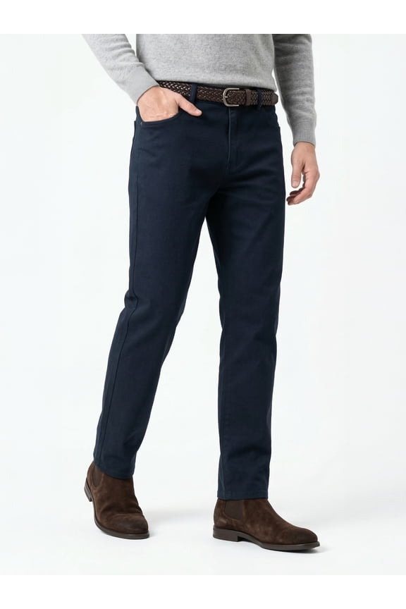 Men's Heavyweight Cotton-Blend Casual Pants, 360GSM Winter Straight Cut Trousers with Embossed Detailing (29" Inseam)
