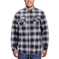 thumbnail image 1 of Men's Heavyweight Cotton Flannel Warm Sherpa Lined Snap Button Plaid Jackett (Black White 7, L), 1 of 3