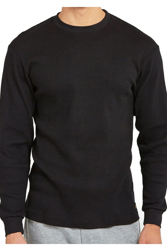 Men's Heavyweight Cotton Long Sleeve Thermal Top, Black 2XL, 1 Count, 1 Pack