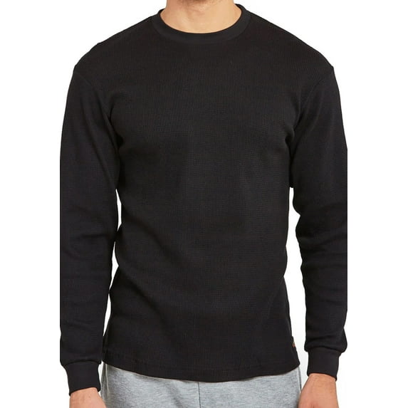Men's Heavyweight Cotton Long Sleeve Thermal Top, Black L, 1 Count, 1 Pack