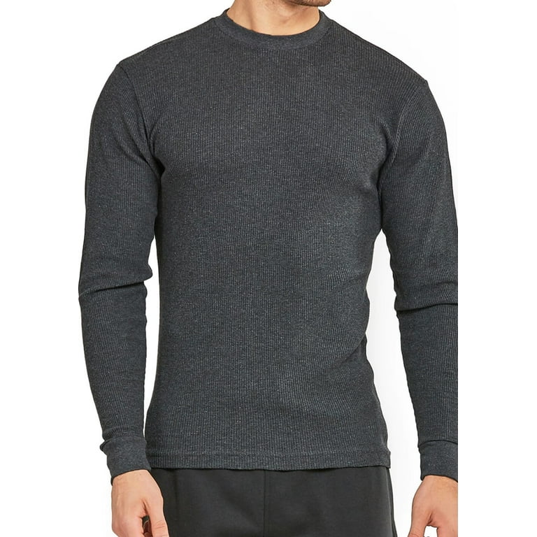 Men's Heavyweight Cotton Long Sleeve Thermal Top, Charcoal Gray