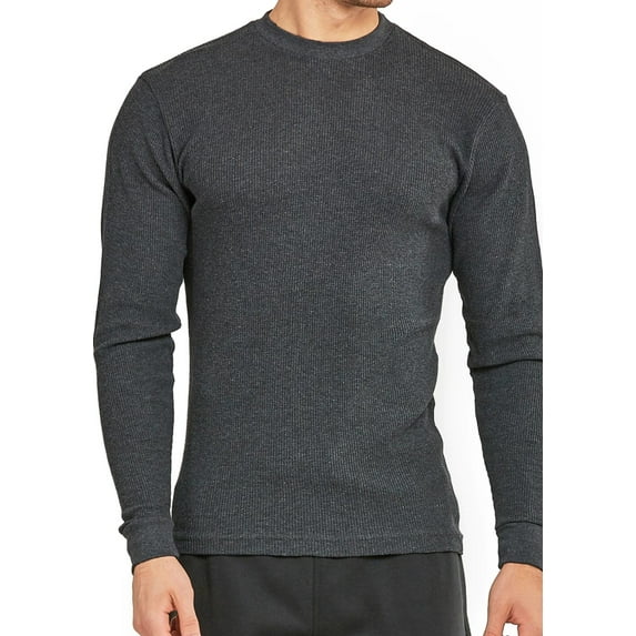 Men's Heavyweight Cotton Long Sleeve Thermal Top, Charcoal Gray S, 1 Count, 1 Pack