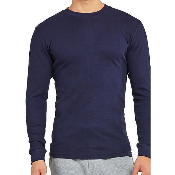 Men's Heavyweight Cotton Long Sleeve Thermal Top, Navy L, 1 Count, 1 Pack