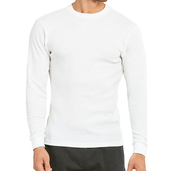 Men's Heavyweight Cotton Long Sleeve Thermal Top, White L, 1 Count, 1 Pack