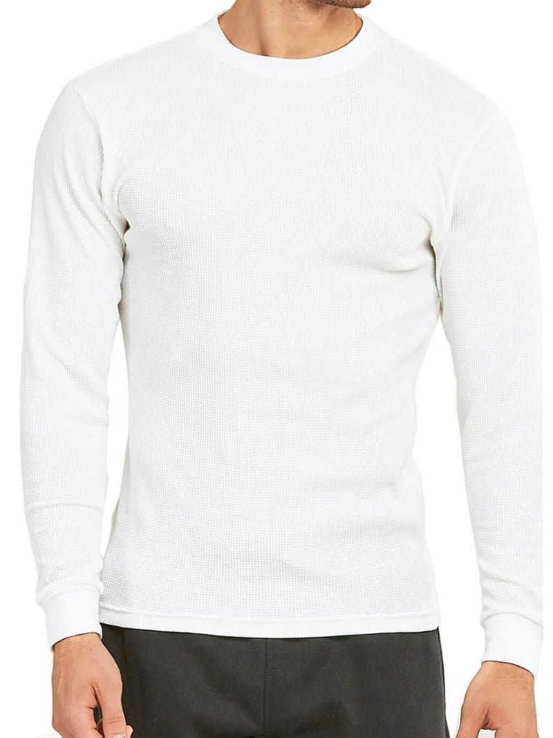 Men's Heavyweight Cotton Long Sleeve Thermal Top, White M, 1 Count