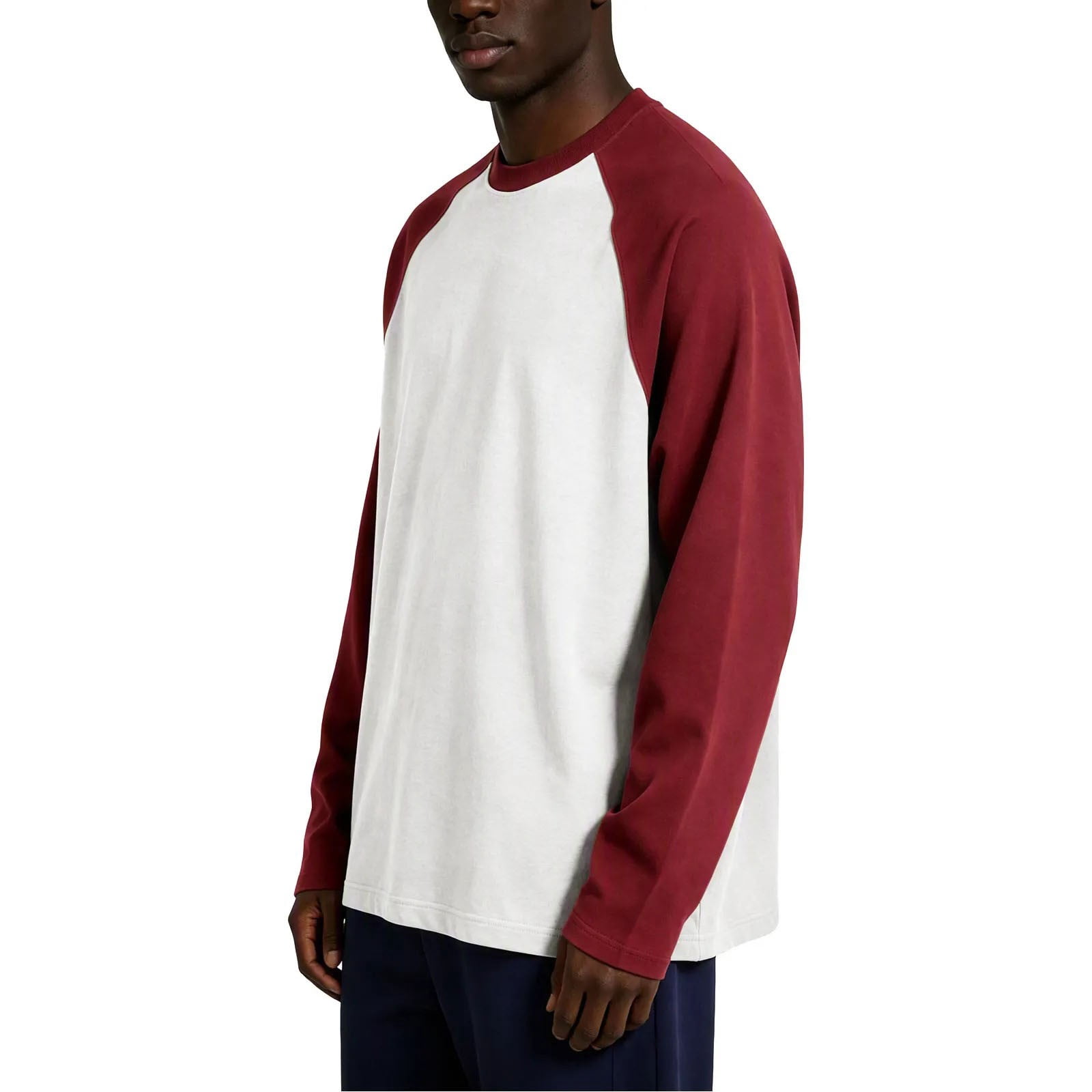 Men's Heavyweight Cotton Shirt Loose Fit Long Sleeve T-Shirt Moisture ...