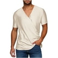 thumbnail image 1 of Men's Heavyweight Cotton T Shirt – Basic Short Sleeve V Neck Plain Tee Top Tshirts, 1 of 1
