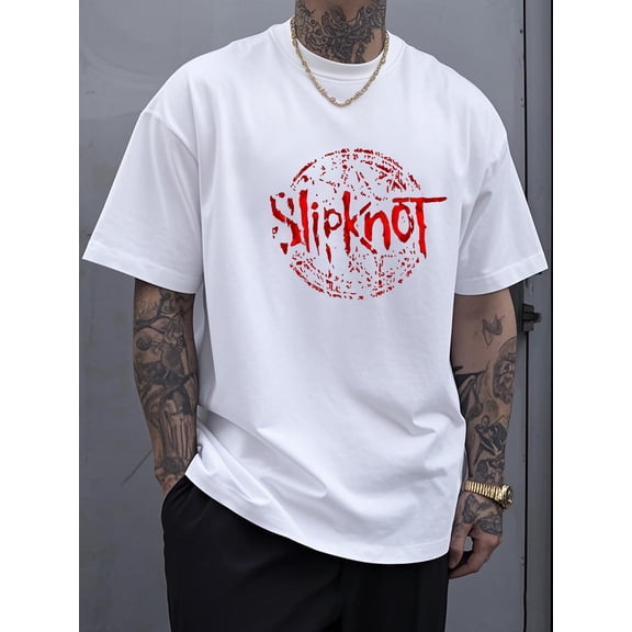 Men's Heavyweight Cotton T-Shirt - Loose Fit Crew Neck Streetwear Tee, Green with Red Print, Machine Washable Hip Hop Shirt for Everyday & Special Occasions - Ideal Gift for Men, Comfortable