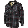 thumbnail image 1 of Men's Heavyweight Flannel Zip Up Fleece Lined Plaid Sherpa Hoodie Jacket (#120 Black Red, 4XL), 1 of 2