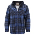 thumbnail image 1 of Men's Heavyweight Flannel Zip Up Fleece Lined Plaid Sherpa Hoodie Jacket (613R - Navy/Blue, 2XL), 1 of 5