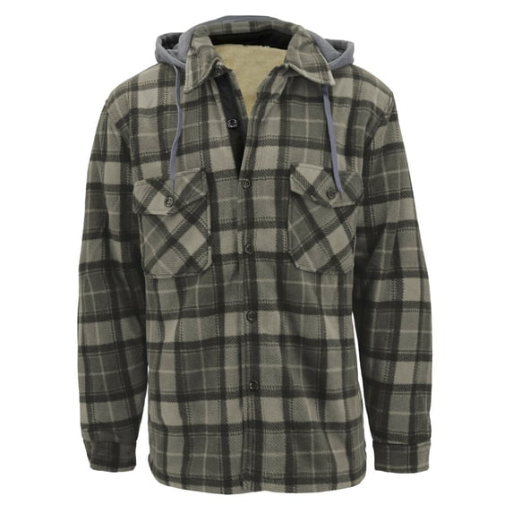 Men's Heavyweight Flannel Zip Up Fleece Lined Plaid Sherpa Hoodie Jacket (#914 D.Brown/L.Brown, 3XL)
