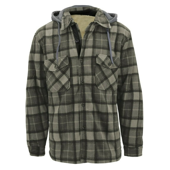 Men's Heavyweight Flannel Zip Up Fleece Lined Plaid Sherpa Hoodie Jacket (#914 D.Brown/L.Brown, 5XL)