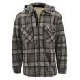thumbnail image 1 of Men's Heavyweight Flannel Zip Up Fleece Lined Plaid Sherpa Hoodie Jacket (#914 D.Brown/L.Brown, L), 1 of 5