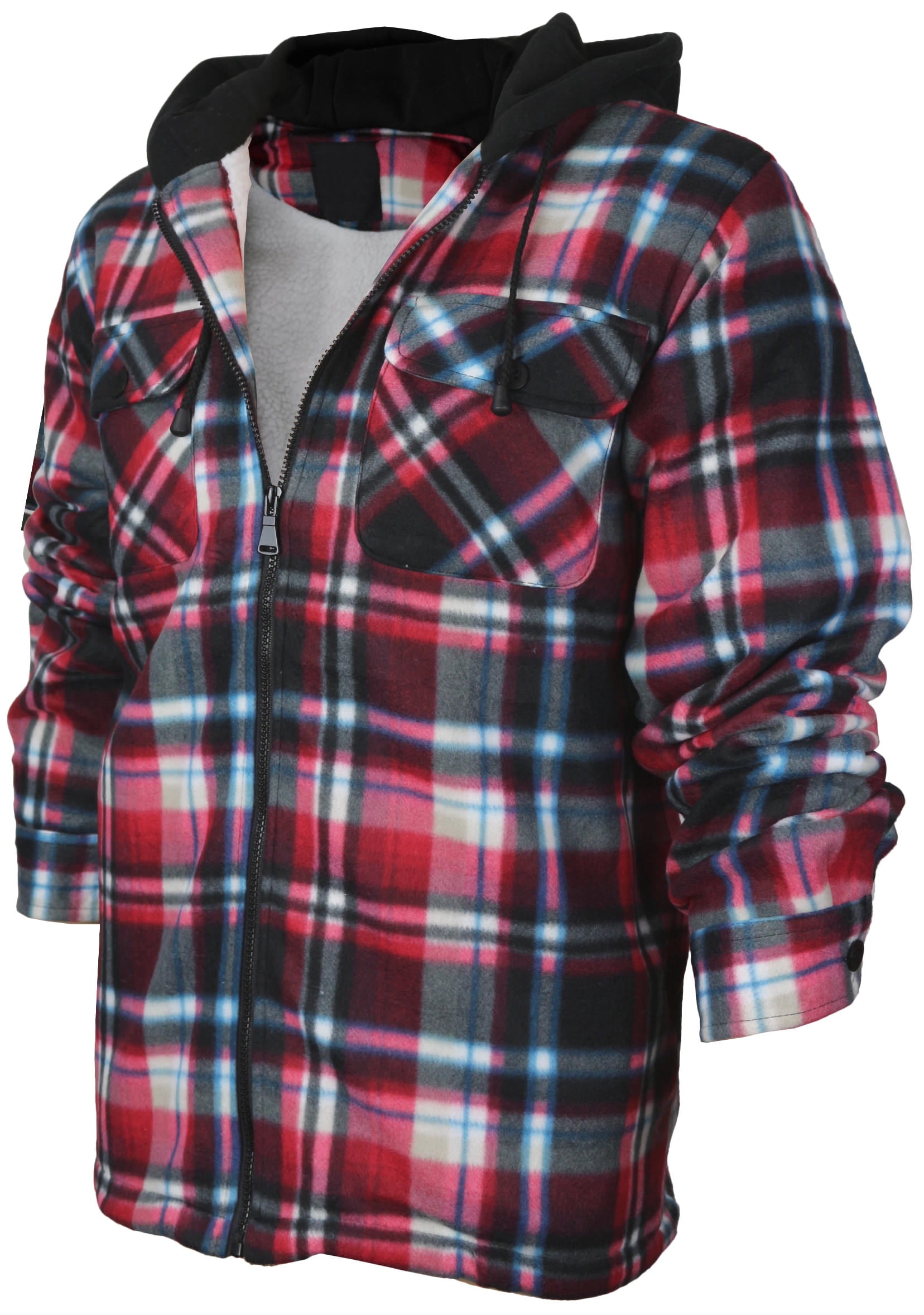 Tartan Red Plaid Men's Zip Up Hoodie
