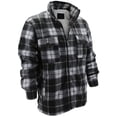 thumbnail image 1 of Men's Heavyweight Flannel Zip Up Fleece Lined Plaid Sherpa Jacket (MFJ Black (No Hood), L), 1 of 2