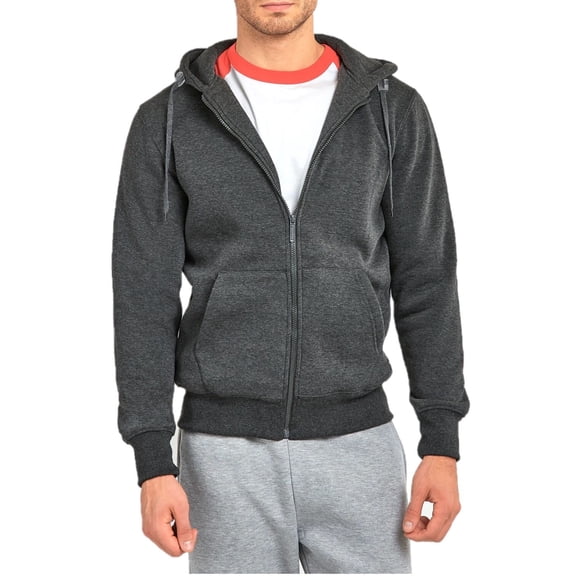 Men's Heavyweight Fleece Active Casual Cotton Long Sleeve Full-Zip Hoodie, Charcoal Grey 2XL, 1 Pack