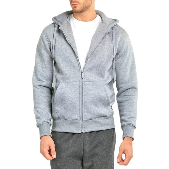 Men's Heavyweight Fleece Active Casual Cotton Long Sleeve Full-Zip Hoodie, Heather Grey M, 1 Pack