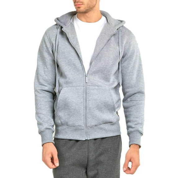 Men's Heavyweight Fleece Active Casual Cotton Long Sleeve Full-Zip Hoodie, Heather Grey XS, 1 Pack