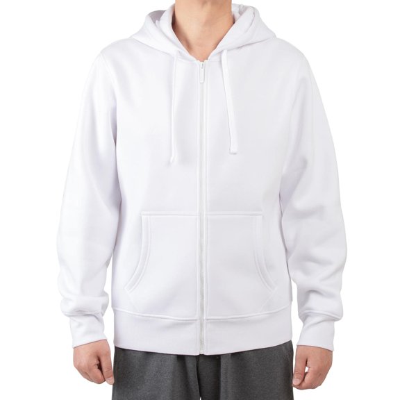 Men's Heavyweight Fleece Active Casual Cotton Long Sleeve Full-Zip Hoodie, White XS, 1 Pack