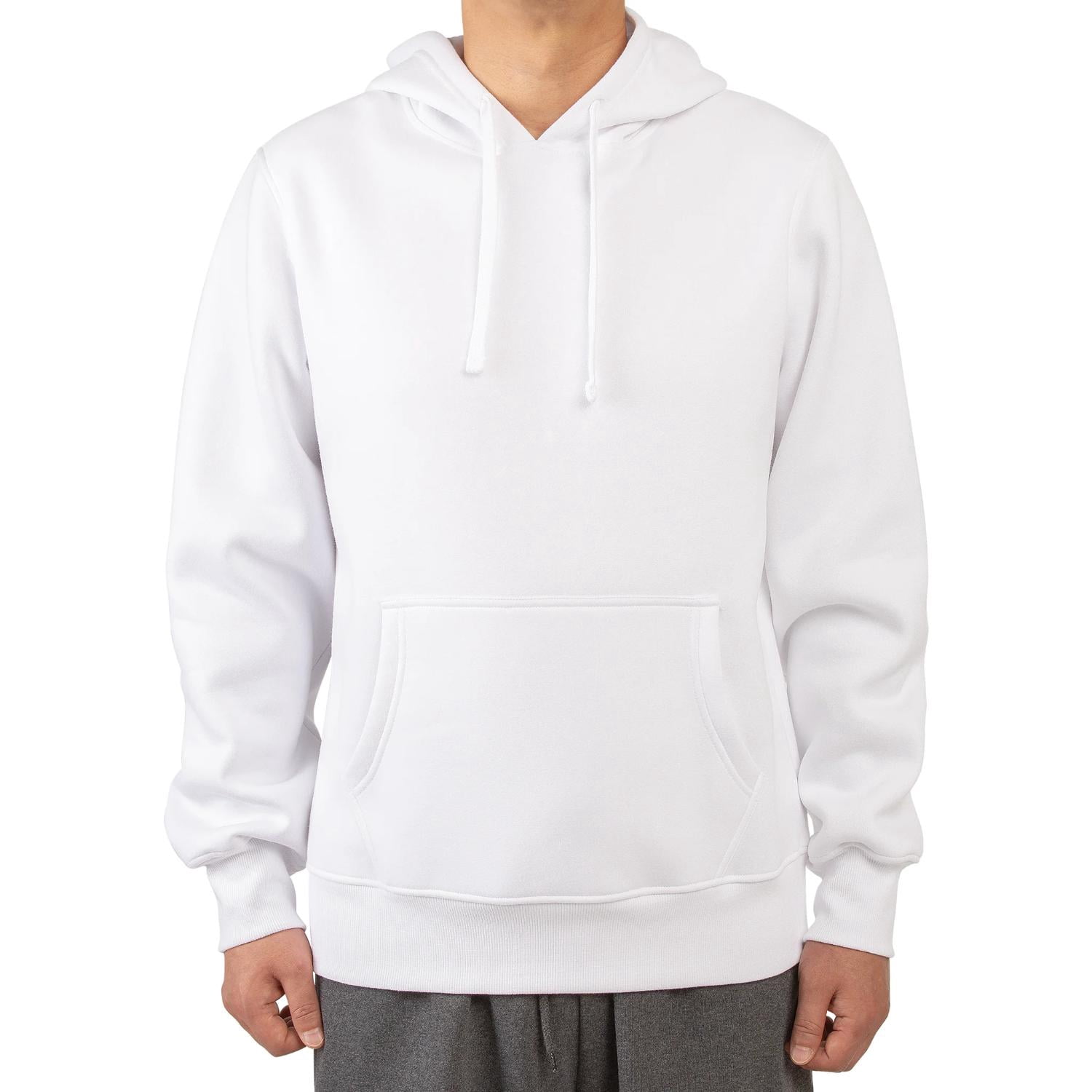 Men's Heavyweight Fleece Active Casual Cotton Long Sleeve Pullover Hooded Sweatshirt, White M, 1 Pack