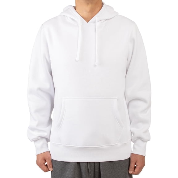 Men's Heavyweight Fleece Active Casual Cotton Long Sleeve Pullover Hooded Sweatshirt, White M, 1 Pack