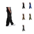thumbnail image 1 of Men's Heavyweight Cargo Sweatpants with Stretch Elastic Waist, Drawstring, Pockets â Loose Fit Solid Color Joggers, 1 of 8