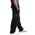 thumbnail image 1 of Men's Heavyweight Cargo Sweatpants with Stretch Elastic Waist and Drawstring, Loose Fit Joggers with Pockets, Solid Color, 1 of 7