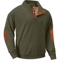 thumbnail image 1 of Men's Heavyweight Fleece Corduroy Sweatshirt - Mock Neck Pullover Buttoned Collar with a Partial Opening, 1 of 5