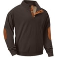 thumbnail image 1 of Men's Heavyweight Fleece Corduroy Sweatshirt - Stand Collar Mock Neck Pullover with 1/4 Zip, 1 of 5